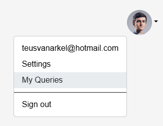 Selecteer uw opgeslagen queries via uw Profile